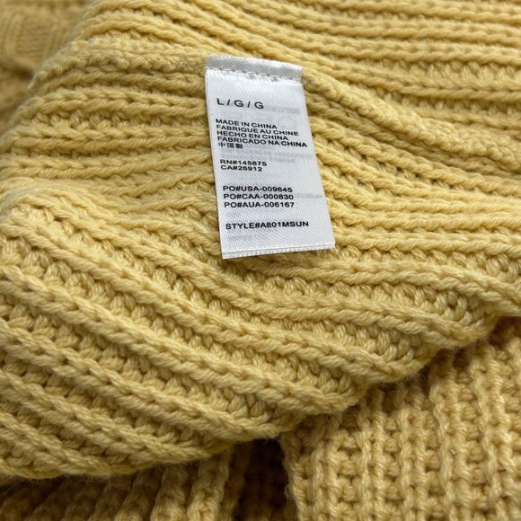 AMUSE SOCIETY Sunset Road Sweater Sz L Yellow VBack Oversize Knit Cotton Acrylic - Picture 6 of 9